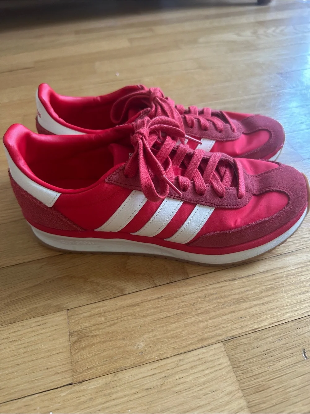 adidas Red and White Retro Runner Sneakers - Picture 3 of 5